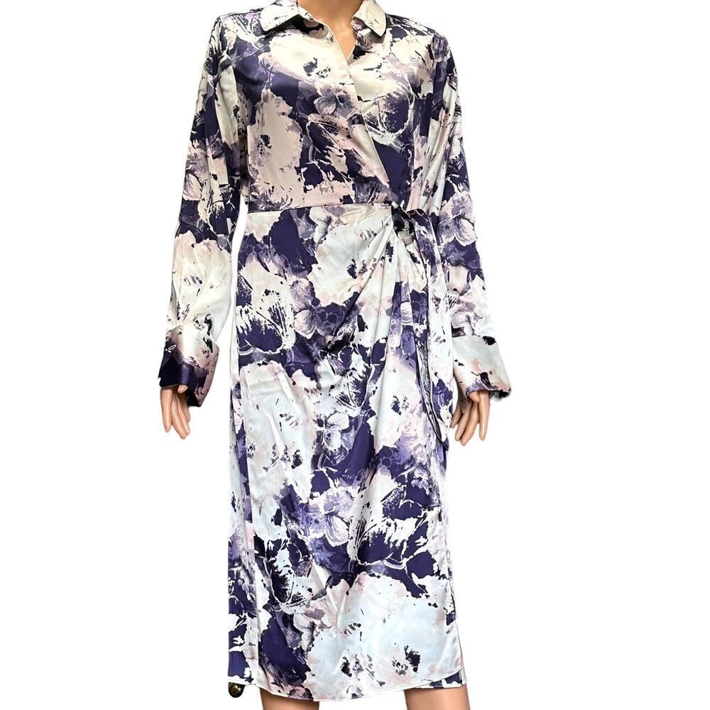 Worthington Long Sleeve Wrap Around Dress SMALL